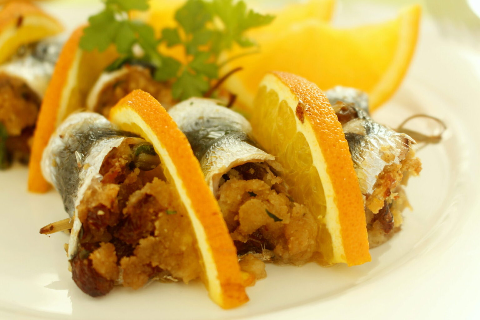 Stuffed Skewered Sardines with Orange